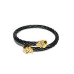 Twin Skull Steel Bangle