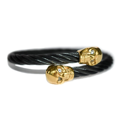 Twin Skull Steel Bangle